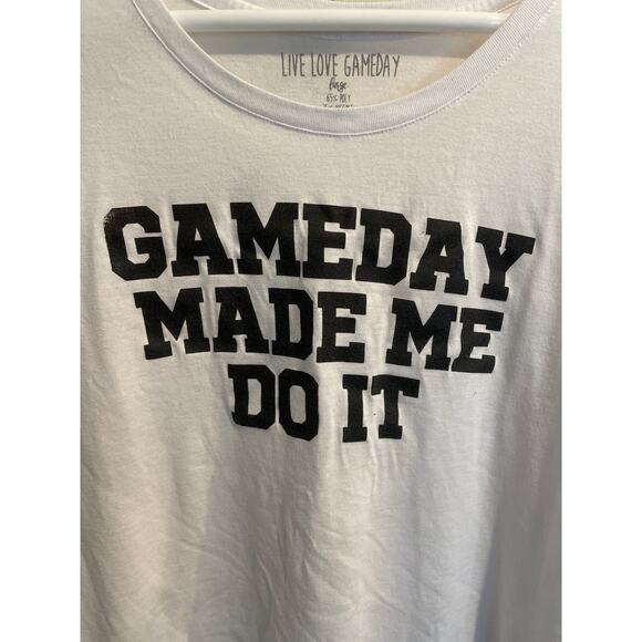 LIVE LOVE GAMEDAY Made Me Do It Long Sleeve Top Graphic Print White Women's L - Picture 2 of 4
